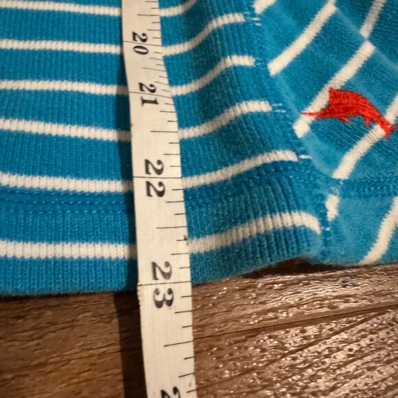 Tommy Bahama Sweater Small Blue Striped Long Sleeve Beach 1/2 Zip Pullover READ - Picture 9 of 10